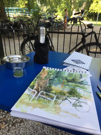 Watercolour of Vondelpark Amsterdam