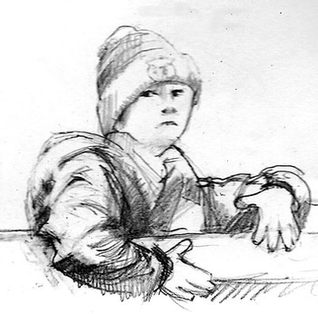 Boy watching football