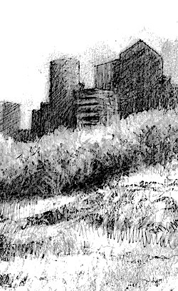 Drawing of the Green footbridge, Mile End